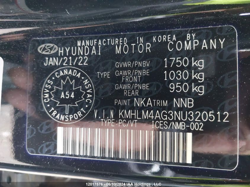 2022 Hyundai Elantra VIN: KMHLM4AG3NU320512 Lot: 12017576