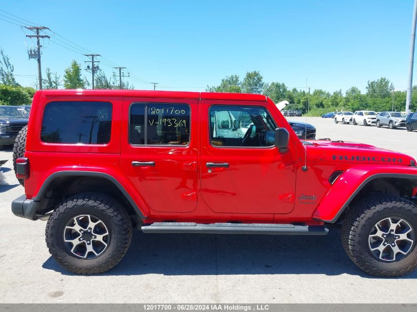 2022 Jeep Wrangler Unlimited Rubicon VIN: 1C4HJXFGXNW193369 Lot: 12017700