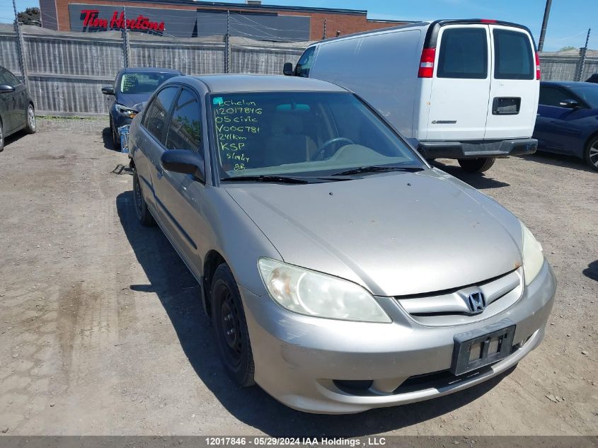 2005 Honda Civic Sdn VIN: 2HGES16305H006781 Lot: 12017846