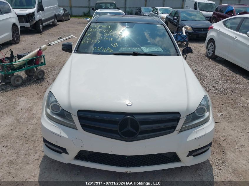 2012 Mercedes-Benz C-Class VIN: WDDGF8JB5CA635618 Lot: 12017917