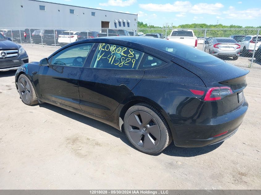 2023 Tesla Model 3 VIN: 5YJ3E1EB0PF415829 Lot: 12018028