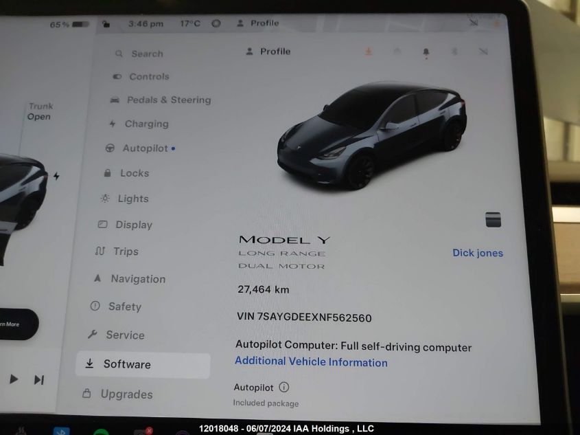 2022 Tesla Model Y VIN: 7SAYGDEEXNF562560 Lot: 12018048