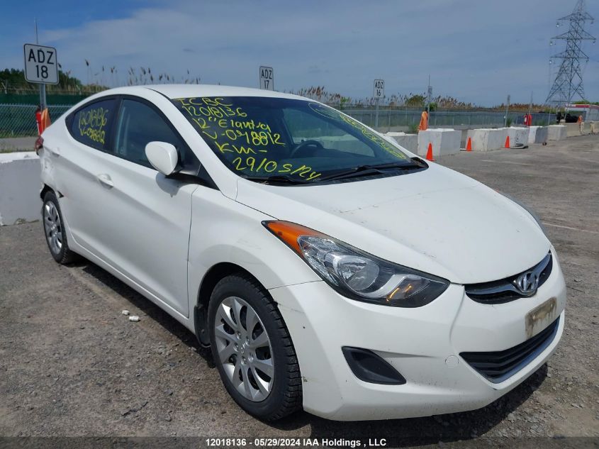 2012 Hyundai Elantra Gls/Limited VIN: 5NPDH4AE5CH078812 Lot: 12018136