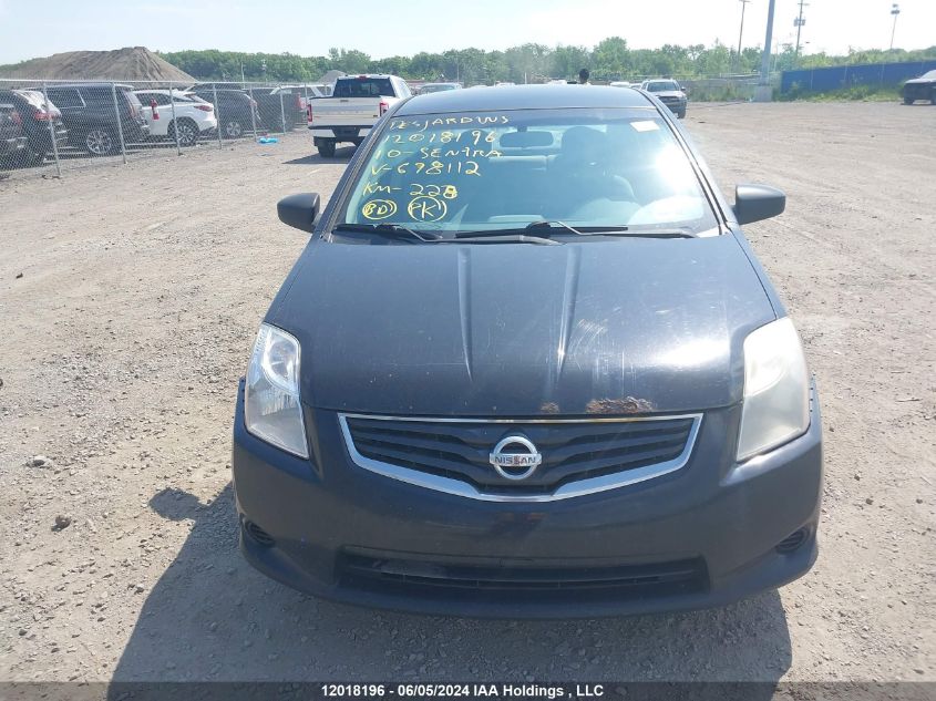 2010 Nissan Sentra 2.0/2.0S/Sr/2.0Sl VIN: 3N1AB6AP7AL698112 Lot: 12018196