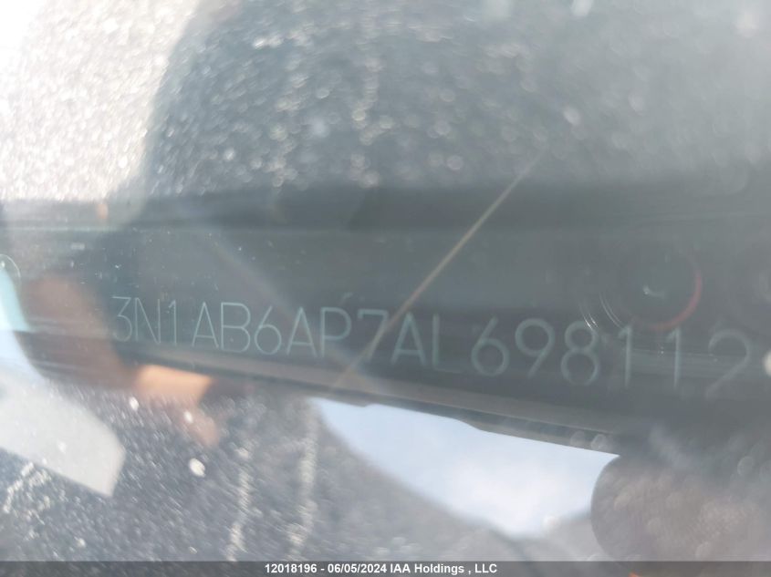 2010 Nissan Sentra 2.0/2.0S/Sr/2.0Sl VIN: 3N1AB6AP7AL698112 Lot: 12018196
