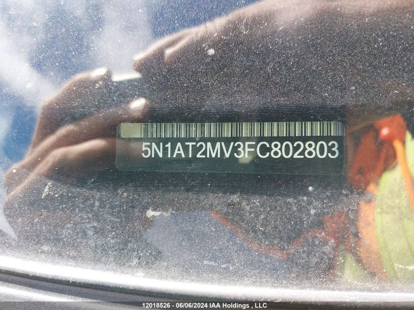 2015 Nissan Rogue VIN: 5N1AT2MV3FC802803 Lot: 12018526