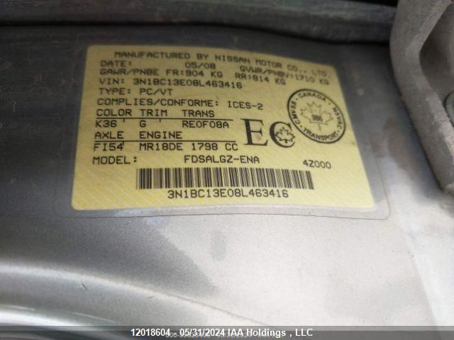 2008 Nissan Versa S/Sl VIN: 3N1BC13E08L463416 Lot: 12018604