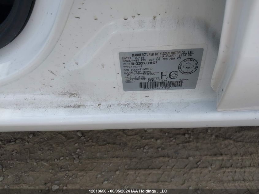 2018 Nissan Micra VIN: 3N1CK3CPXJL248927 Lot: 12018656