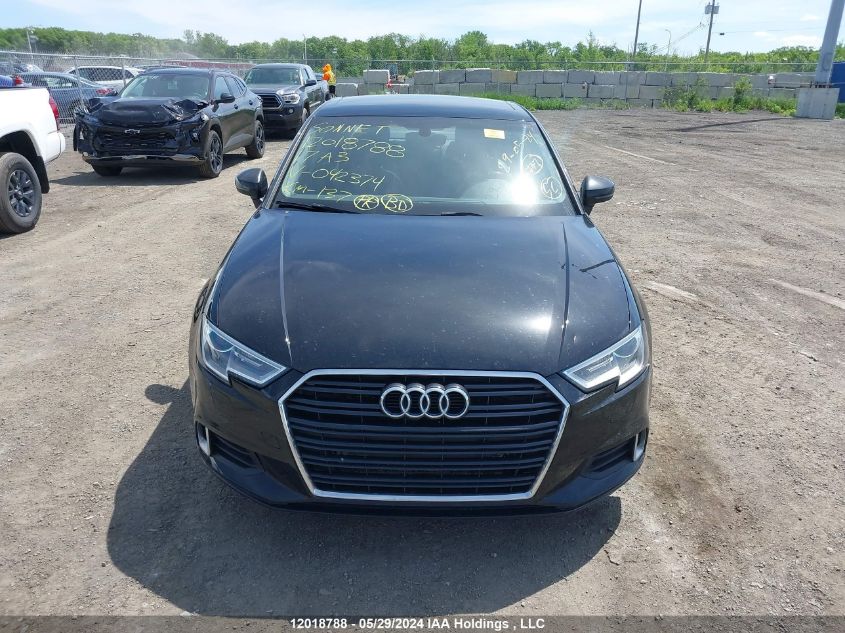 2017 Audi A3 VIN: WAUAUGFF7H1042374 Lot: 12018788