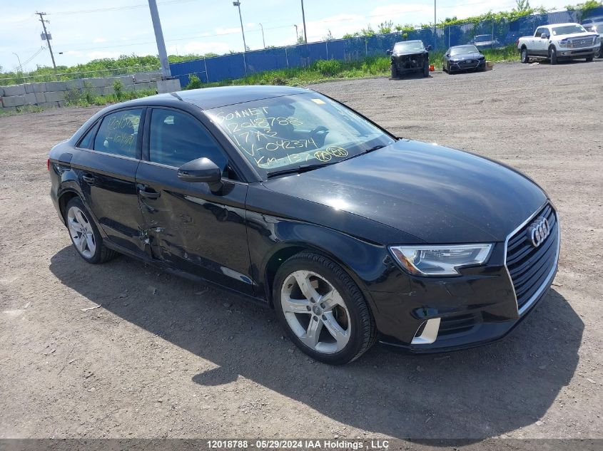 2017 Audi A3 VIN: WAUAUGFF7H1042374 Lot: 12018788