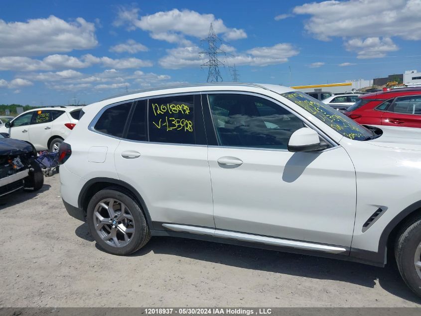 2022 BMW X3 VIN: 5UX53DP05N9L35928 Lot: 12018937