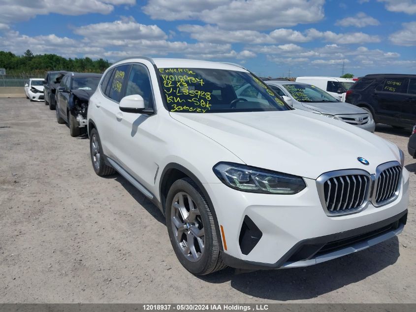 2022 BMW X3 VIN: 5UX53DP05N9L35928 Lot: 12018937