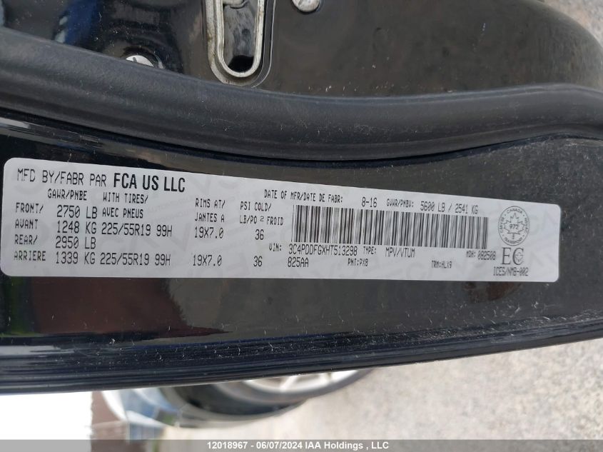 2017 Dodge Journey Gt VIN: 3C4PDDFGXHT513298 Lot: 12018967