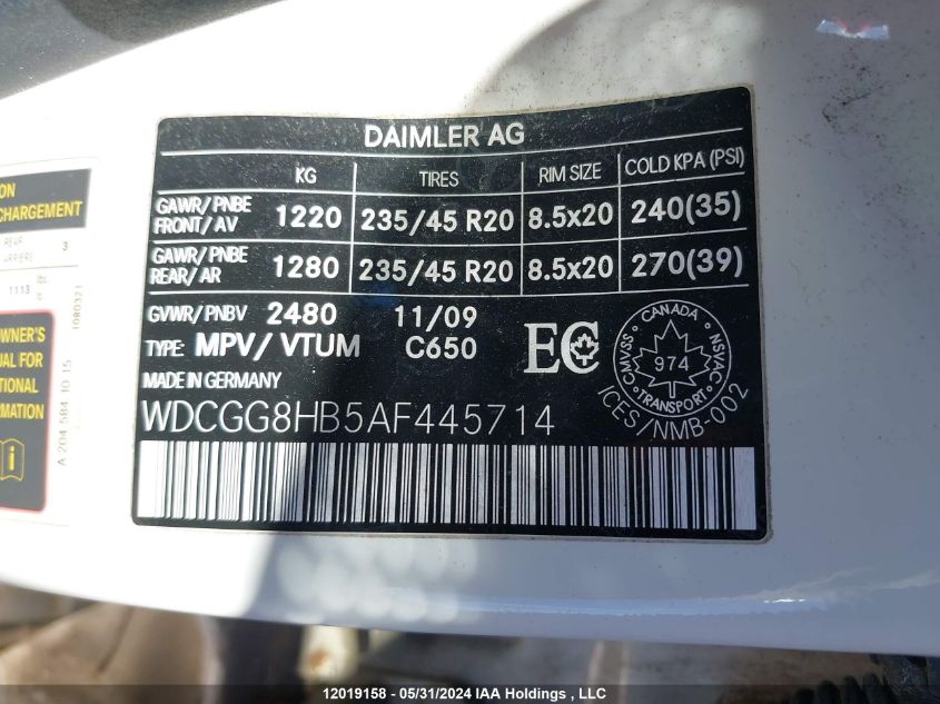 2010 Mercedes-Benz Glk 350 4Matic VIN: WDCGG8HB5AF445714 Lot: 12019158