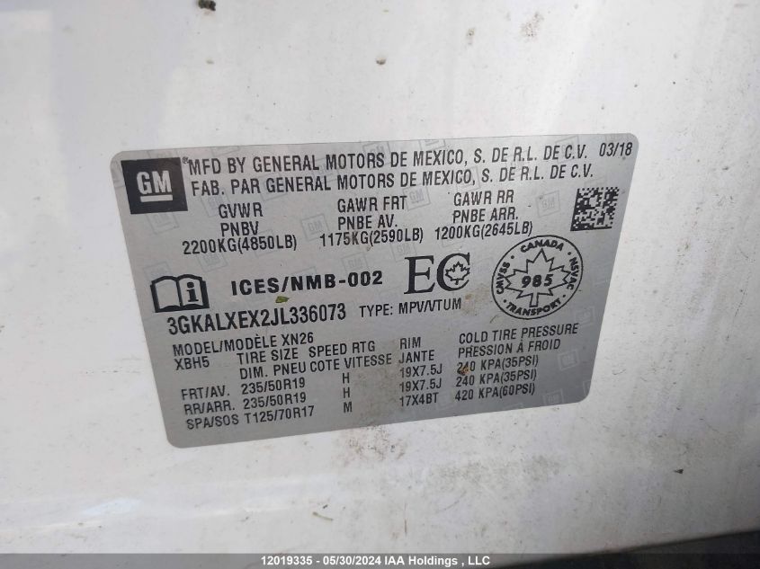 2018 GMC Terrain Denali VIN: 3GKALXEX2JL336073 Lot: 12019335