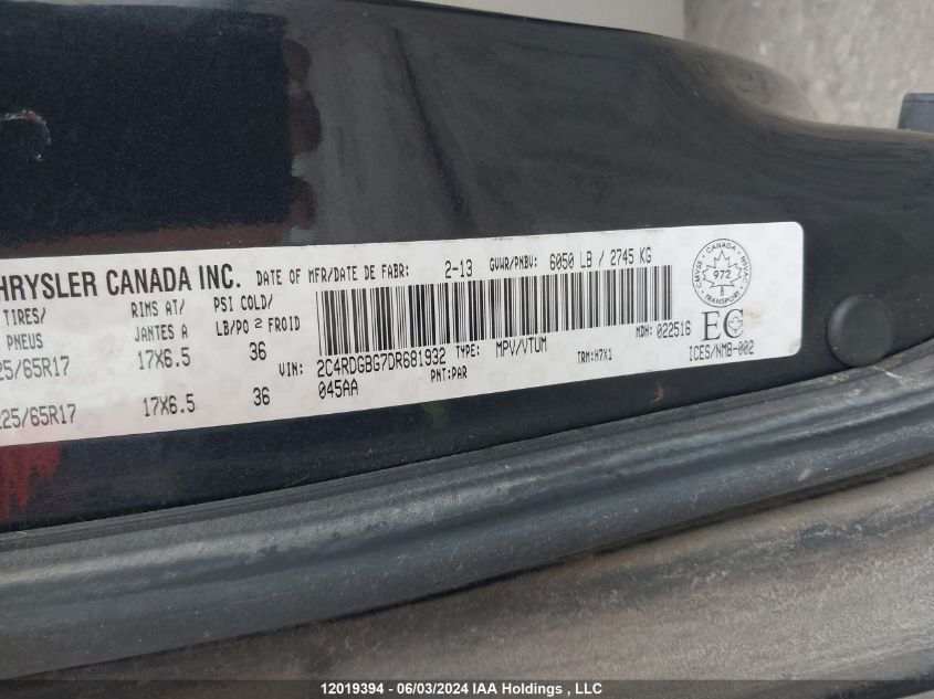 2013 Dodge Grand Caravan Se VIN: 2C4RDGBG7DR681932 Lot: 12019394