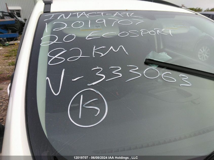 2020 Ford Ecosport Se VIN: MAJ6S3GL1LC333063 Lot: 12019707