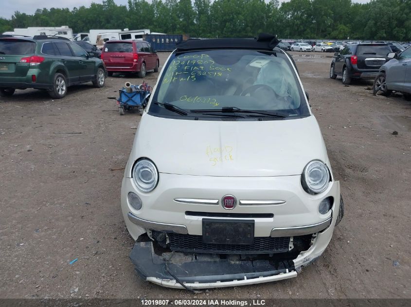 2013 Fiat 500C Lounge VIN: 3C3CFFER4DT632518 Lot: 12019807