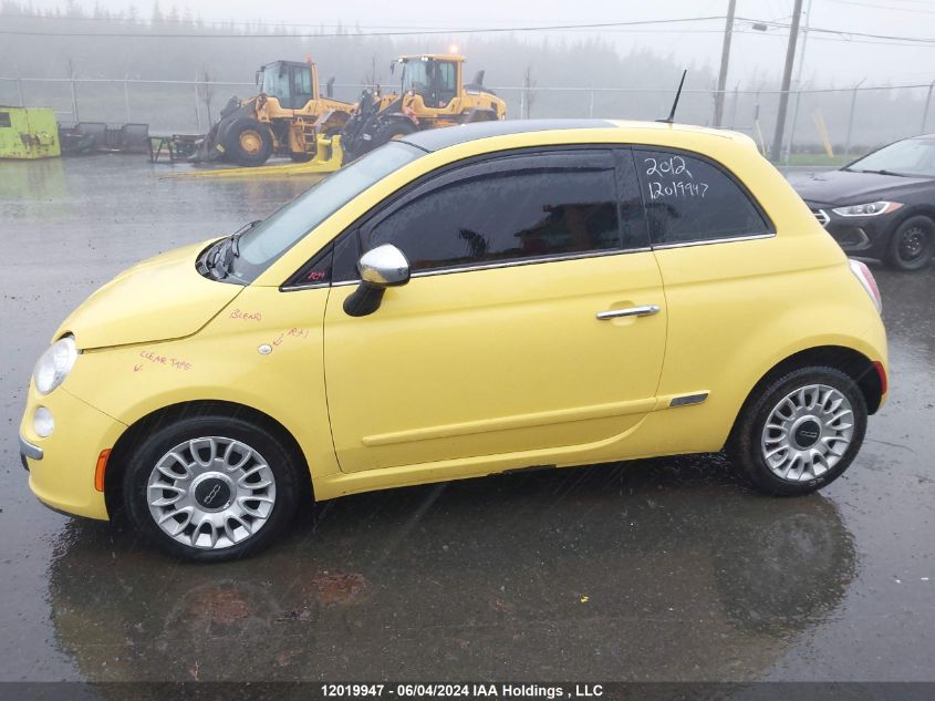 2012 Fiat 500 Lounge VIN: 3C3CFFCR9CT111358 Lot: 12019947