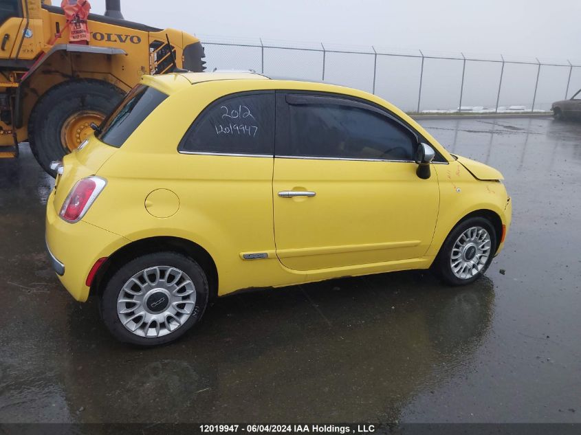 2012 Fiat 500 Lounge VIN: 3C3CFFCR9CT111358 Lot: 12019947