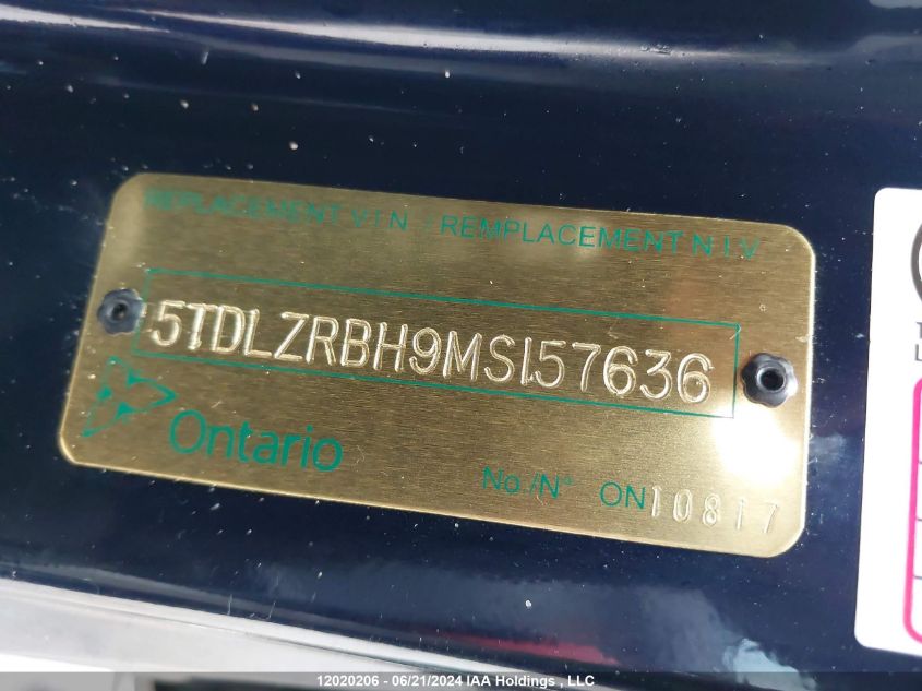 2021 Toyota Highlander Xse VIN: 5TDLZRBH9MS157636 Lot: 12020206