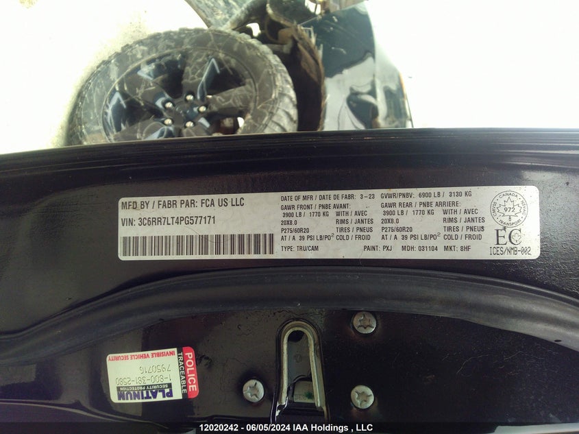 2023 Ram 1500 Classic Slt VIN: 3C6RR7LT4PG577171 Lot: 12020242