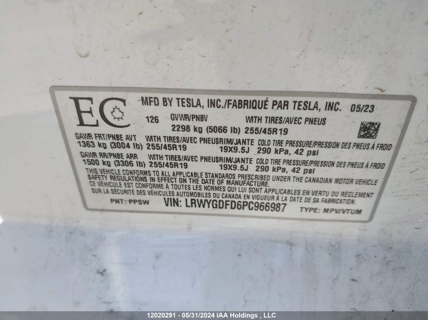 LRWYGDFD6PC966987 2023 Tesla Model Y