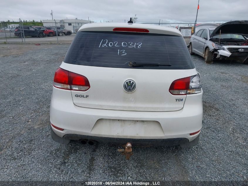 2013 Volkswagen Golf VIN: WVWNM7AJ6DW123010 Lot: 12020318