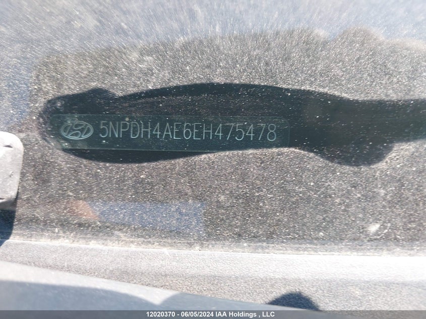 2014 Hyundai Elantra Se/Sport/Limited VIN: 5NPDH4AE6EH475478 Lot: 12020370