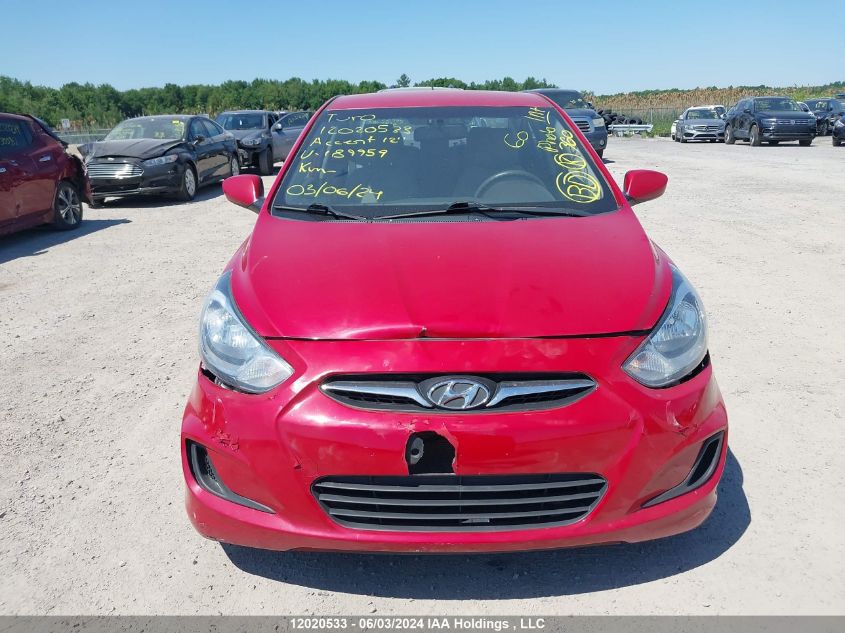 2012 Hyundai Accent Gl VIN: KMHCT4AE4CU189959 Lot: 12020533