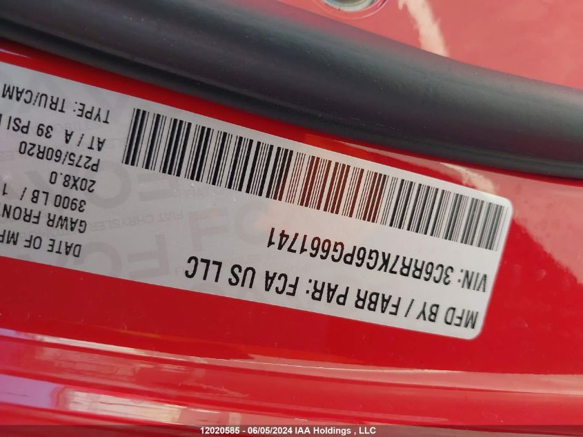 2023 Ram 1500 Classic Tradesman VIN: 3C6RR7KG6PG661741 Lot: 12020585