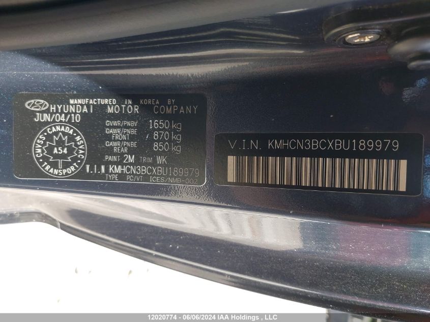 2011 Hyundai Accent Se VIN: KMHCN3BCXBU189979 Lot: 12020774