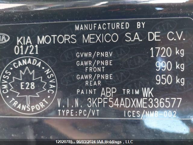 2021 Kia Forte VIN: 3KPF54ADXME336577 Lot: 12020785