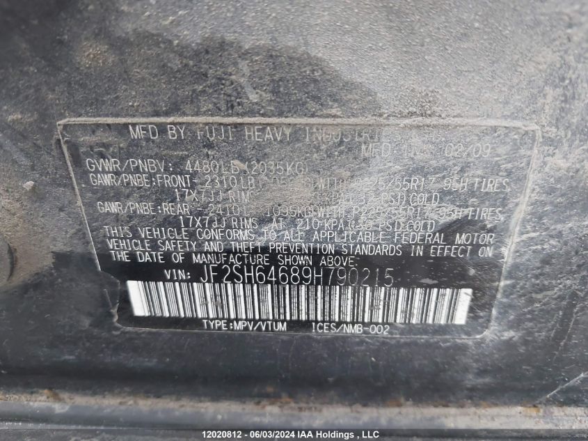 2009 Subaru Forester VIN: JF2SH64689H790215 Lot: 12020812