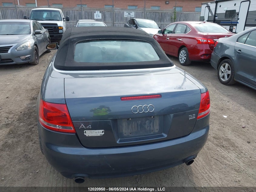 2008 Audi A4 3.2 Cabriolet Quattro VIN: WAUDH48HX8K008373 Lot: 12020950