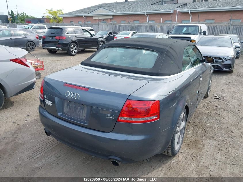 2008 Audi A4 3.2 Cabriolet Quattro VIN: WAUDH48HX8K008373 Lot: 12020950