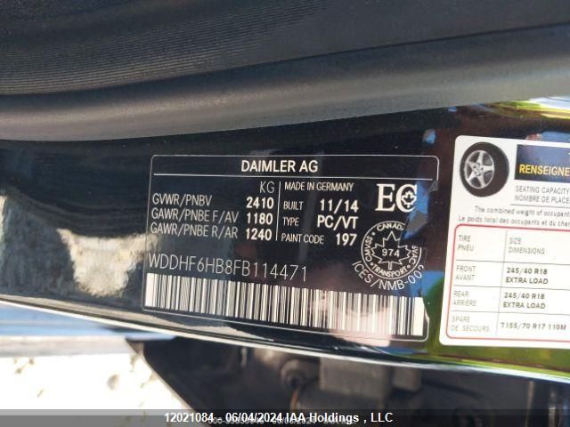 2015 Mercedes-Benz E-Class E 400 VIN: WDDHF6HB8FB114471 Lot: 12021084