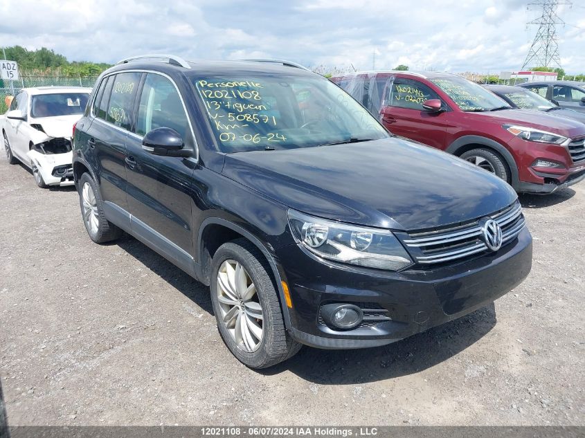 2013 Volkswagen Tiguan S/Se/Sel VIN: WVGJV7AX5DW508571 Lot: 12021108