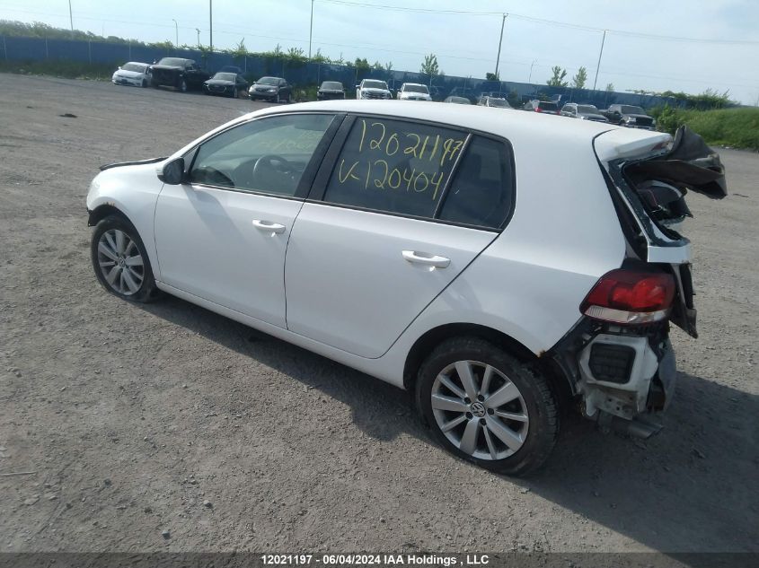 2013 Volkswagen Golf VIN: WVWDM7AJ7DW120404 Lot: 12021197