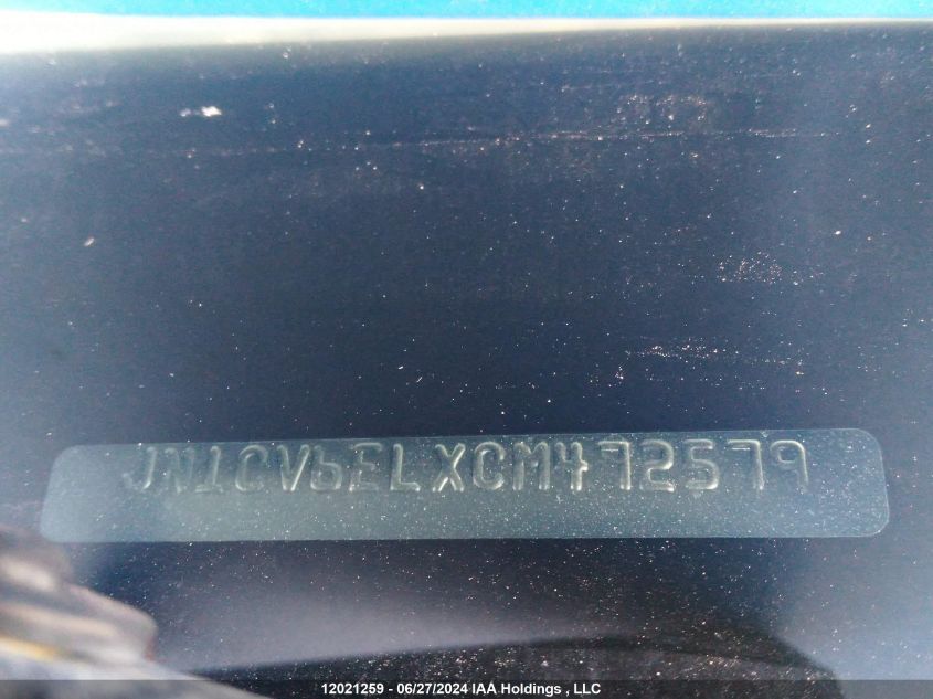 2012 Infiniti G37 VIN: JN1CV6ELXCM472579 Lot: 12021259