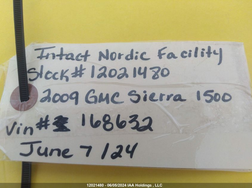 2009 GMC Sierra 1500 VIN: 3GTEK13329G168632 Lot: 12021480