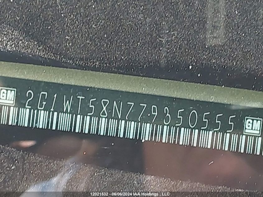 2007 Chevrolet Impala VIN: 2G1WT58N779350555 Lot: 12021532