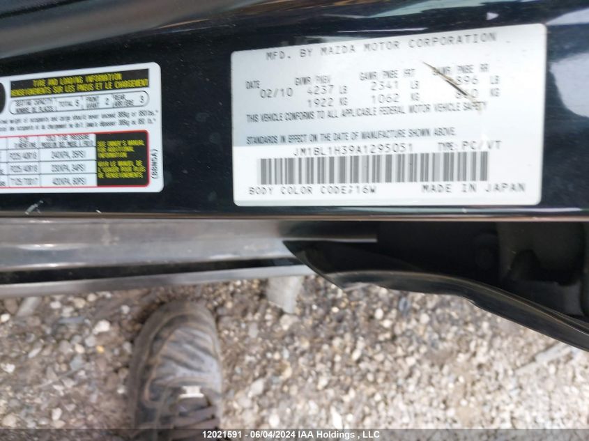 2010 Mazda Speed 3 VIN: JM1BL1H39A1295051 Lot: 12021591