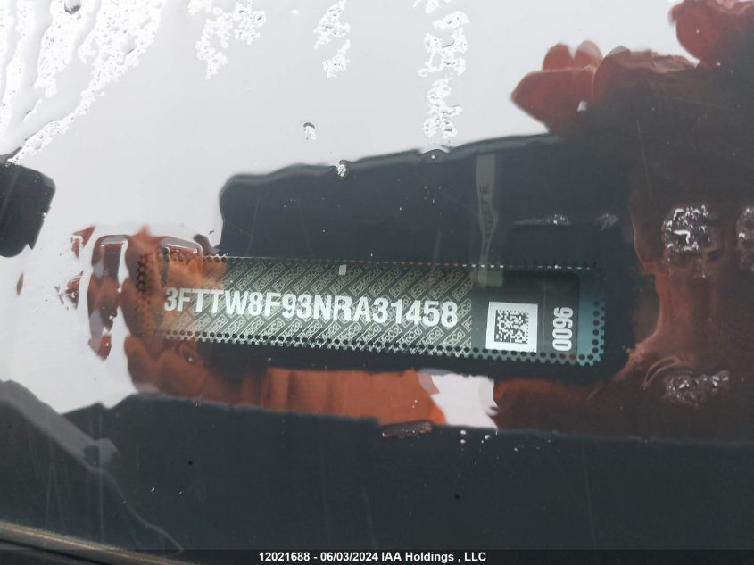 2022 Ford Maverick Xl VIN: 3FTTW8F93NRA31458 Lot: 12021688