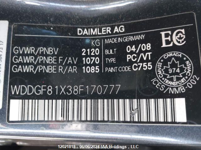 WDDGF81X38F170777 2008 Mercedes-Benz C-Class