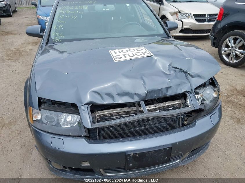 2005 Audi A4 3.0 Quattro/Special VIN: WAULT68E75A124174 Lot: 12022102