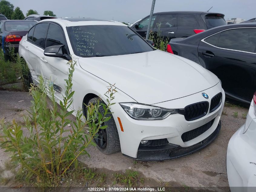 2016 BMW 328 D xDrive VIN: WBA8F1C50GK438950 Lot: 12022263