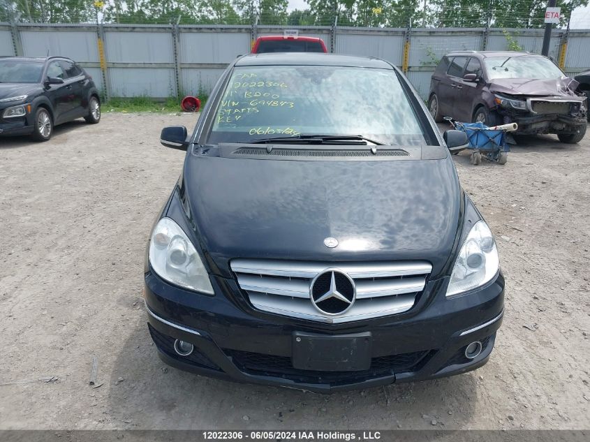 2011 Mercedes-Benz B-Class VIN: WDDFH3DB6BJ694843 Lot: 12022306