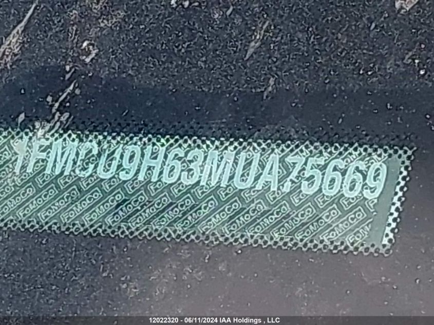 2021 Ford Escape Sel VIN: 1FMCU9H63MUA75669 Lot: 12022320