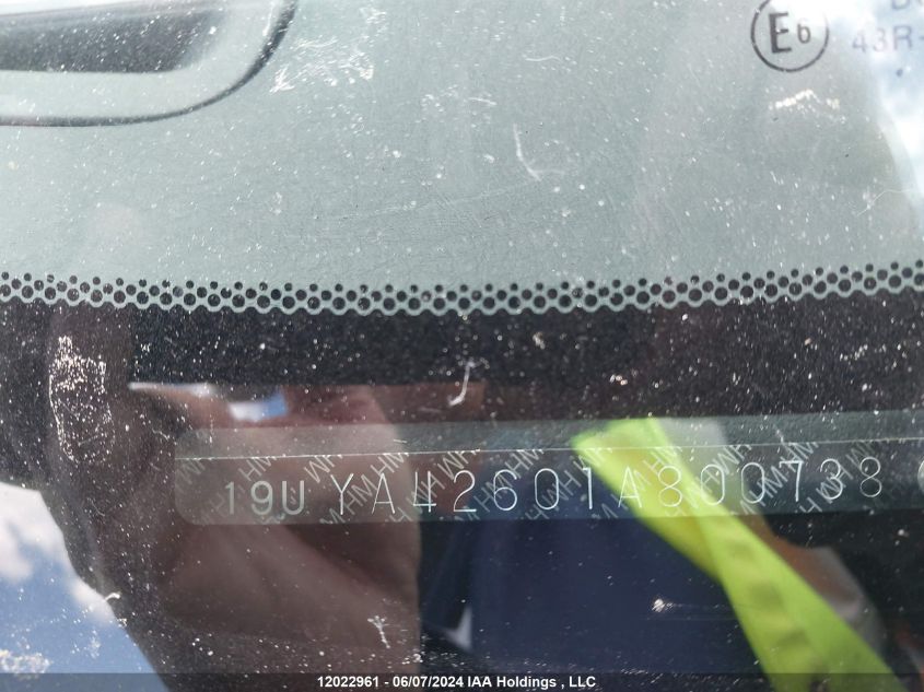 2001 Acura Cl VIN: 19UYA42601A800738 Lot: 12022961